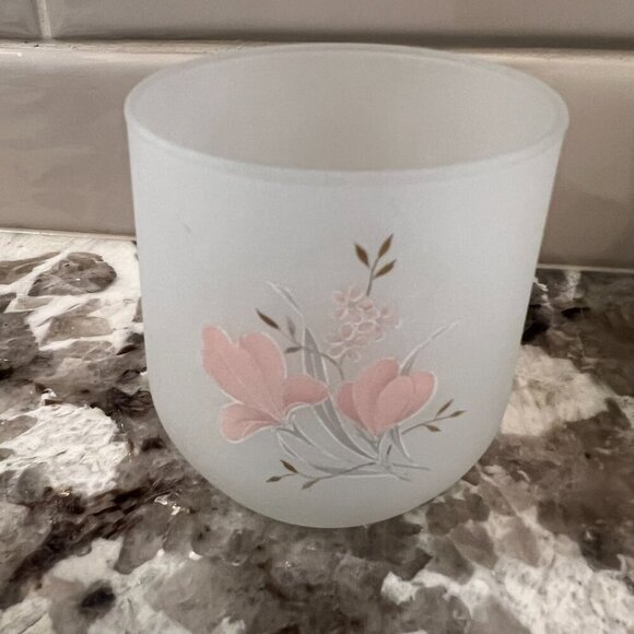 Vintage 1980s Pink Iris Italian Satin Frosted Glass Pitcher, 2 Wine & 3 Tumblers - Picture 13 of 15